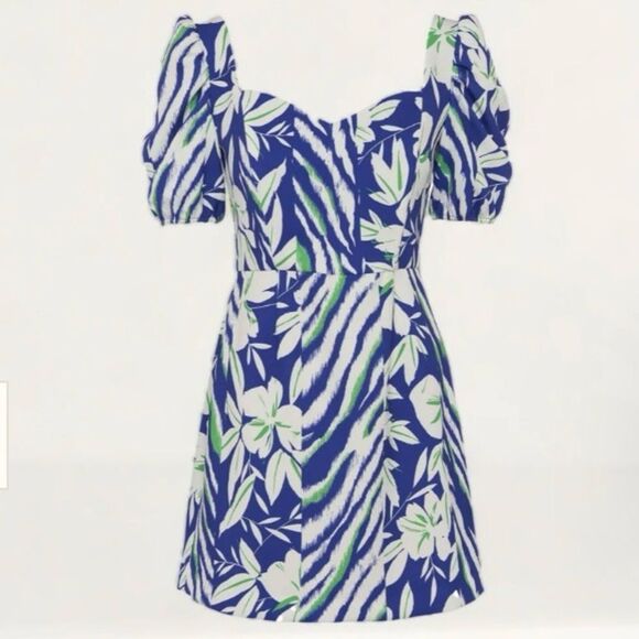 French Connection Berina Whisper Floral Puff Sleeve Dress - Picture 1 of 9